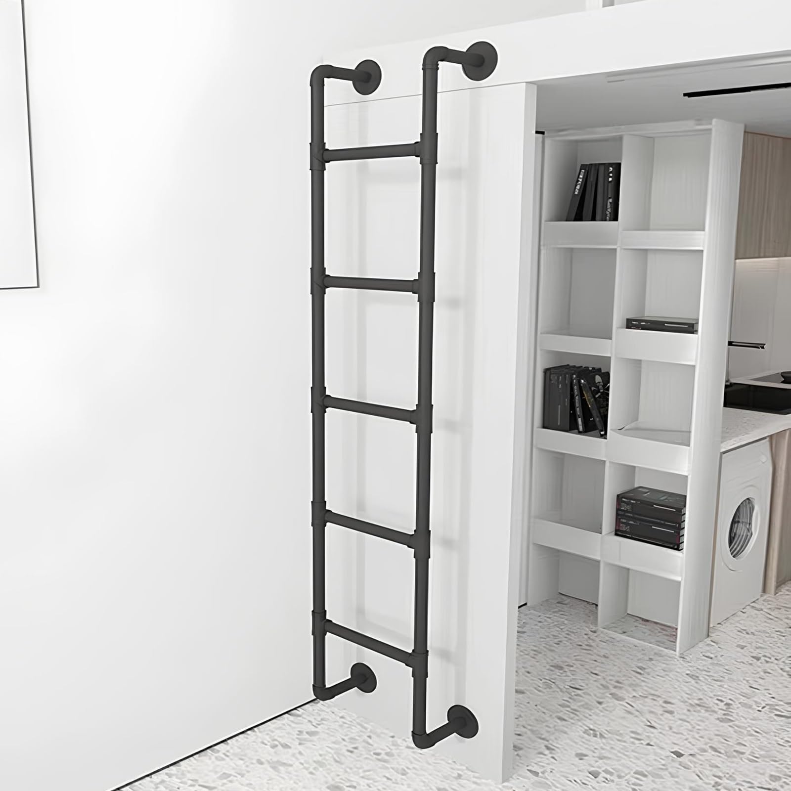 Échelle de lit superposé en fer forgé noir personnalisable pour dortoir et chambre