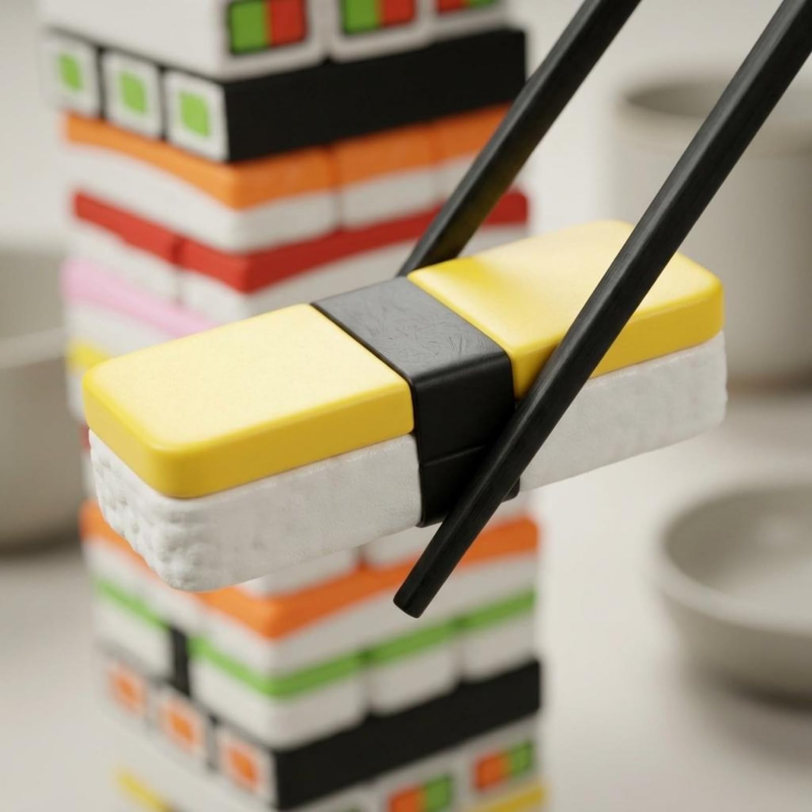 Sushi Stapelspiel Stapelblöcke Balancierspiel Geschicklichkeitsspiel Tischspiel mit Stäbchen aus Polymilchsäure Trainiert Präzise Handführung Und für Kinder Familien Erwachsene Spieleabende
