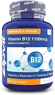 Vitamin B12 Tablets High Strength 1100mcg Methylcobalamin, 360 Vegan B12 Tablets (12 Months Supply). Helps with Tiredness and Fatigue. Vegetarian Society Approved B12 Supplement. UK Supplier