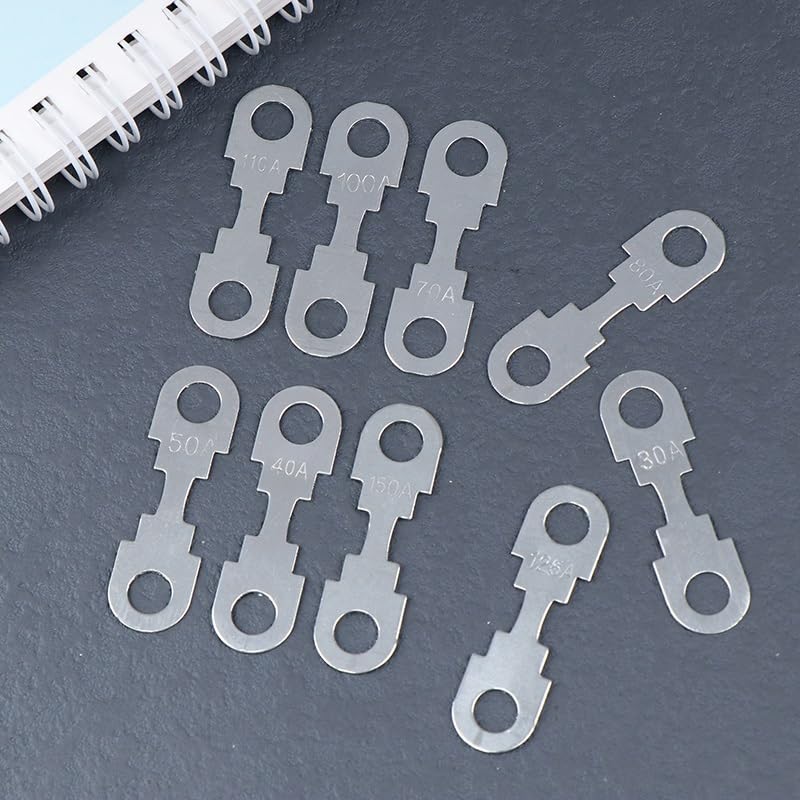 10 Piezas Fusibles Automotrices de Hoja Plana de Zinc 30A-150A 32VDC para Automóvil con Orificios Redondos miniatura 2