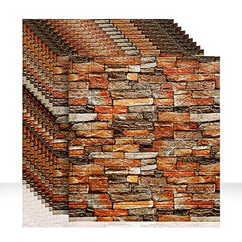 3D Wandaufkleber Stein Tapete selbstklebend 3d Tapeten 3d Effekt Wohnzimmer Wandverkleidung Steinoptik Wandbilder Wandsticker Verdicke 4mm Wallpaper für Möbel Wand Hintergrund(Color:A,Size:40PCS) Cover