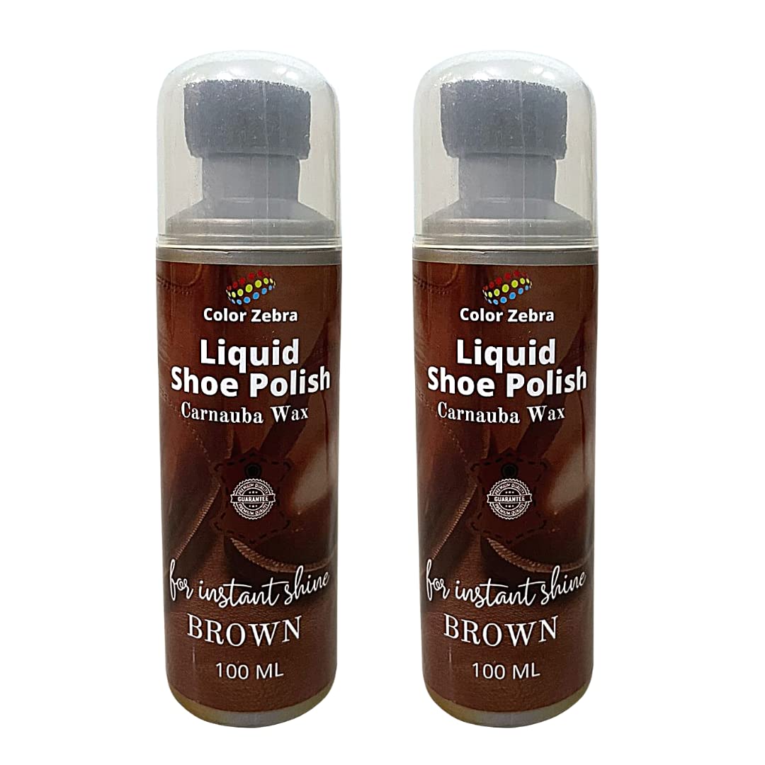 Color Zebra Liquid Shoe Polish Color - Brown (Pack of 2 x 100 ML)| Carnauba Wax Shoe Polish with Silicon Oil and Leather Conditioner (B0B1XPSJ5L) Amazon Price History, Amazon Price Tracker