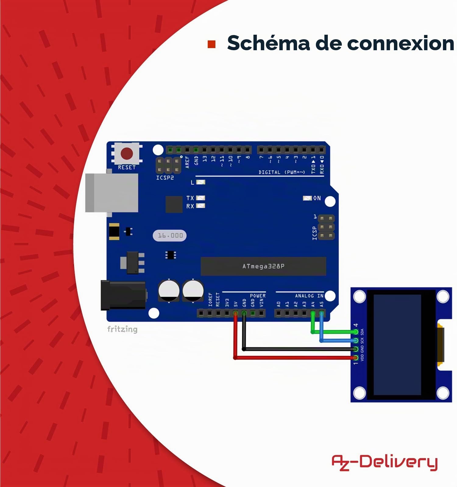 AZDelivery 3 x Écran OLED I2C 128 x 64 Pixels, Caractères de Couleur Blanche, SSH1106 1,3 Pouces Compatible avec Arduino et Raspberry Pi incluant Un E-Book!
