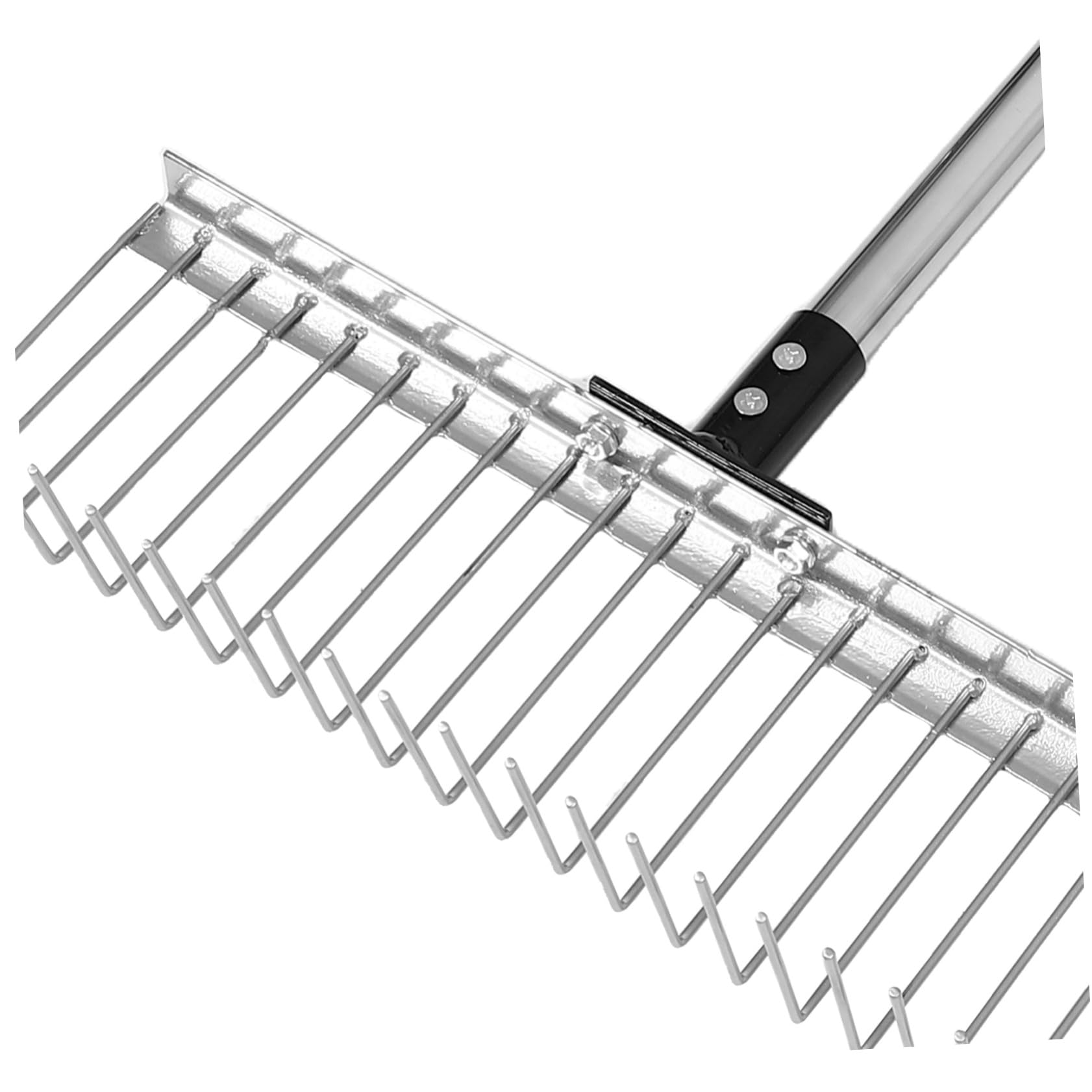 Rastrello da Heavy Duty Denti in Metallo con Manico Ergonomico e Smontabile per Foglie Livellamento Terreno e del