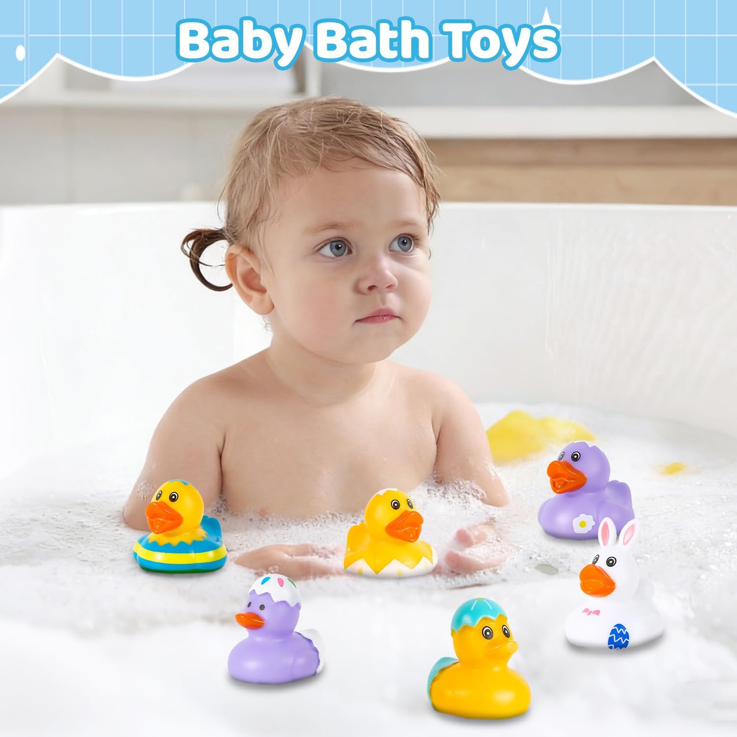 24 Pack Rubber Ducks Jeep Ducking with a Bag- 2" Easter Assortment Duckies for Jeep Duck Easter Themed Cruise Duck for Pool, Party Favors, Birthday Gifts, Classroom Incentives, Kids Water Bath Toys