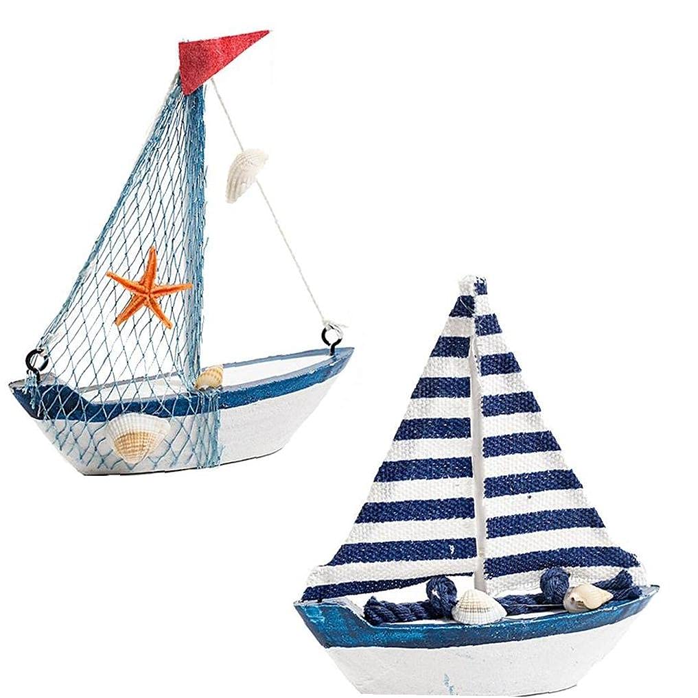 Onsinic 2Pcs Sailboat Model Marine Sailboat Room Decor Figurines Miniatures Mediterranean Style Ship Small Boat Ornaments