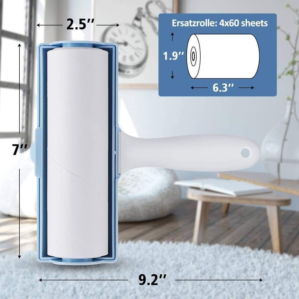 Tierhaarentferner Blau Sticky Roller Set Sticky Dust Paper Tearable Klebebürste Kleidung Fusselbürste Haarentfernungsset Mit Griff 2Set