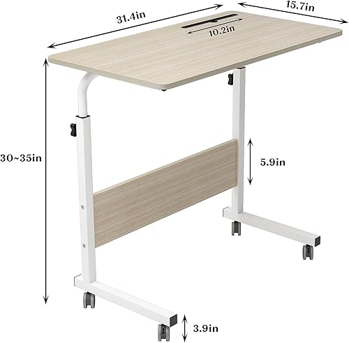 Miniatura 61 de SogesGame Mesa auxiliar de 31.5 pulgadas con ruedas, mesa auxiliar de aperitivos con ruedas, mesa auxiliar móvil fácil de montar para laptop, roble,