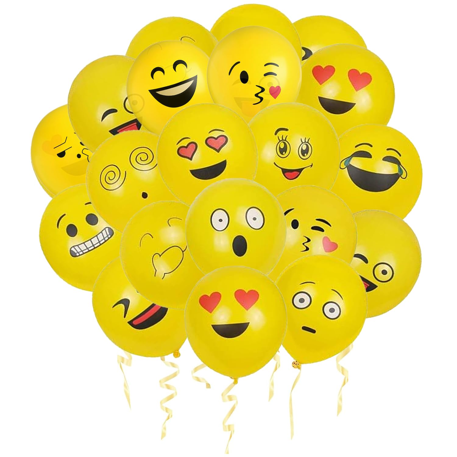Rozi Decoration 50 Pcs Emoji Reaction Latex Yellow Balloons for Birthday, Baby Shower, Engagement, Haldi Ceremony Decorations