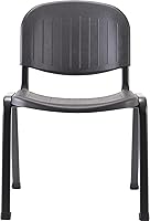 Vista 3 de Lorell Silla apilable negra con respaldo bajo (paquete de 4)