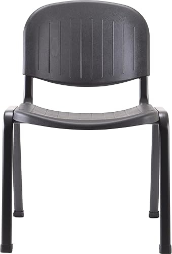 Miniatura 3 de Lorell Silla apilable negra con respaldo bajo (paquete de 4)