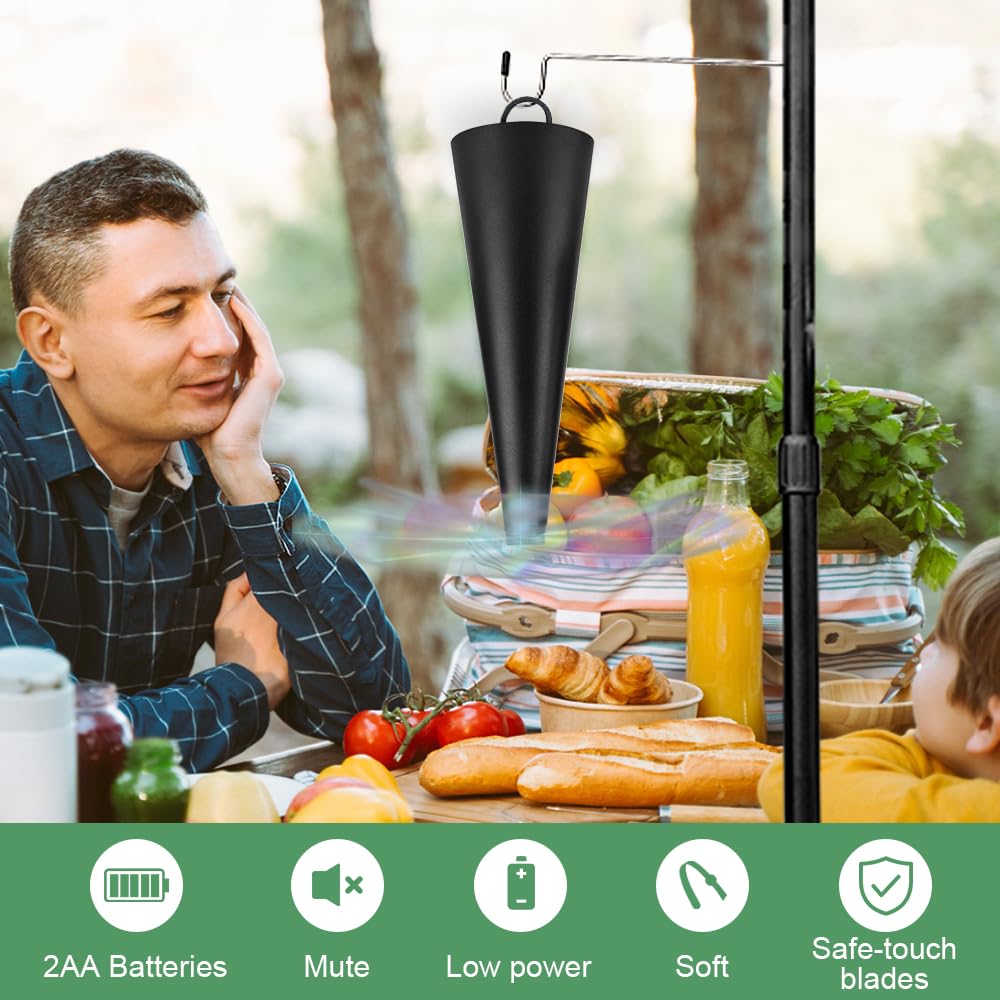 mizikuu 2 Stück USB Fliegenwedler, Mückenschutz Ventilator Tragbar Fliegenventilator Elektrisch Fly Repellent Fan zum Fliegen verscheuchen für Camping oder Restaurants