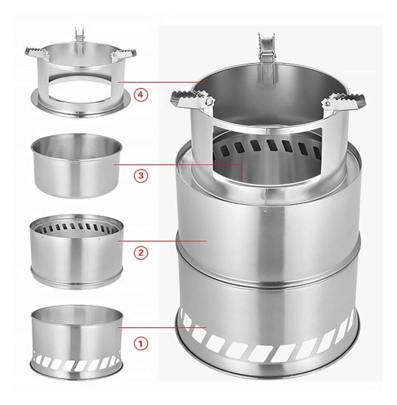 Brasero Exterieur Poêle à Bois Portable d'extérieur, gazéificateur de, Barbecue Pique-Nique, Pliable et Coupe-Vent