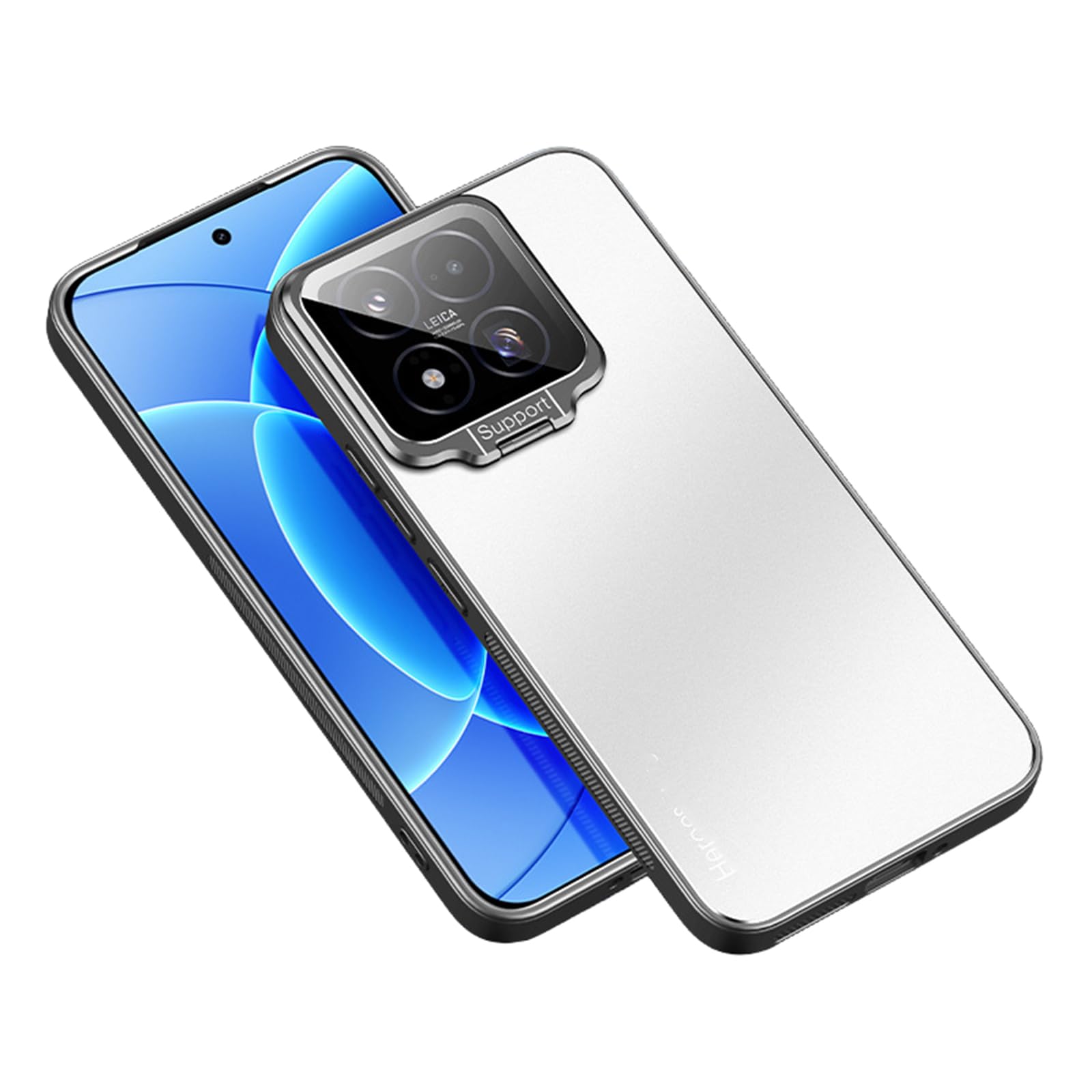 FDUJINH Shell for Xiaomi 17Max, Hidden Kickstand Slim Case Full Wrap Lens Protection Anti-Slip Minimalist Hard Cover,Silver,17Max