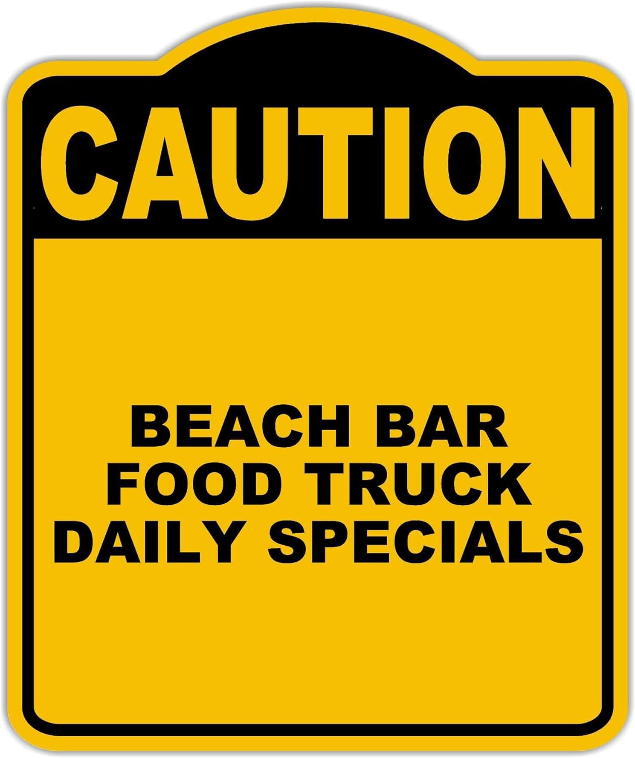 BEACH BAR FOOD TRUCK DAILY SPECIALS Caution Yellow Black Aluminum Composite Sign 20 x 24 inches