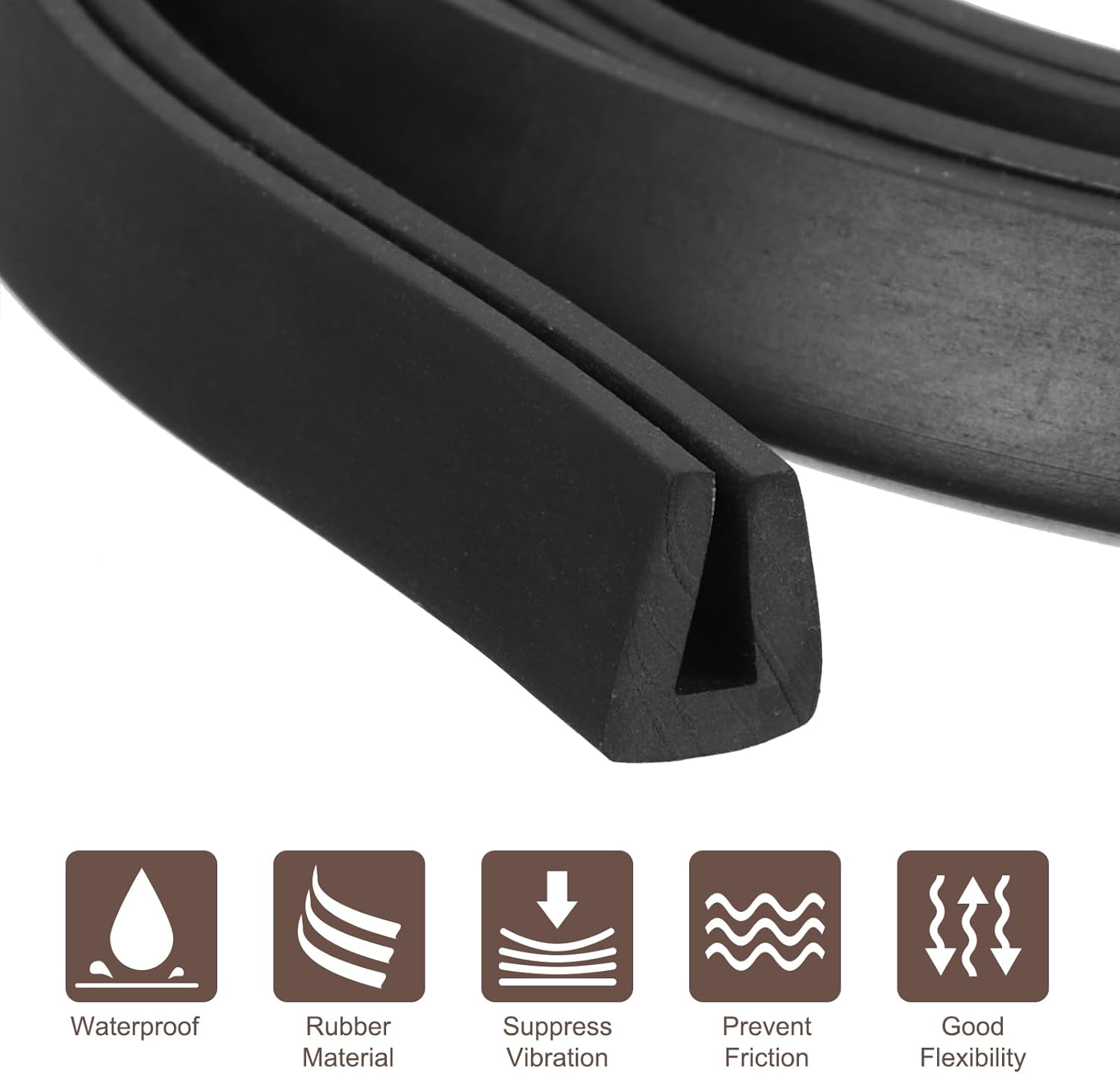 Generic U Channel Edge Trim, 3.3ft Length Rubber Guard Seal Strip Edge Protector Flat Type, 9/32" W x 25/64" H, Black