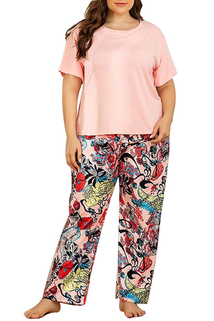 ACHICGIRLPink And Print Bottom Loungewear Set