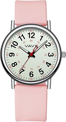 Waterproof Analog Nurse Watch for Nurses,Students,Medical Professionals,Women Men,with Luminouse Easy Read Dial,Military Time,Second Hand and 24 Hour,Comfortable Silicone Band.