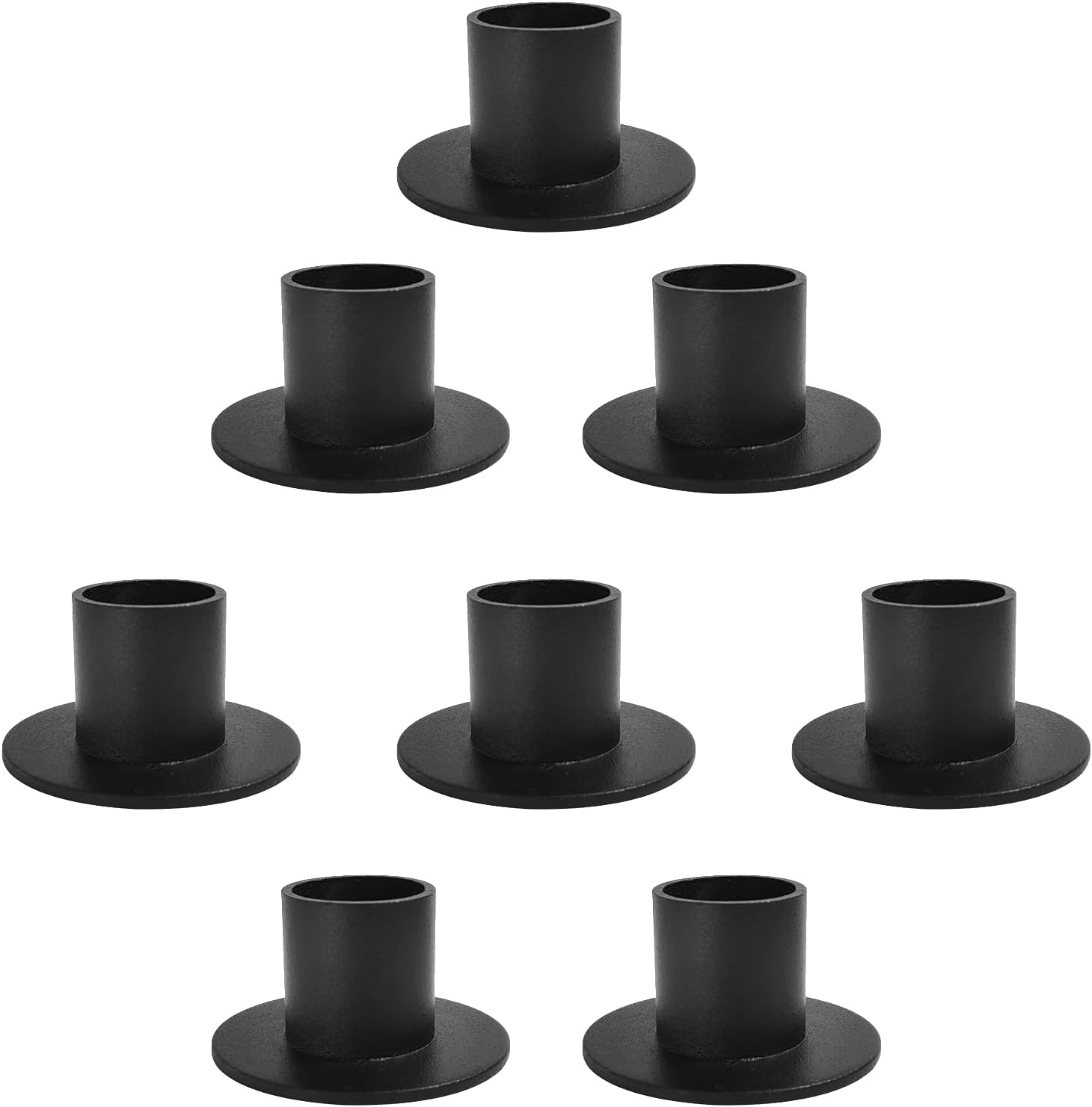 Gute Taper Candle Holder, Candle Holders for Pillar Candles, Matte Black Candlestick Holder Centerpieces for Home Decoration, Wedding Anniversary, Party, Housewarming Gifts,Set of 8,Round