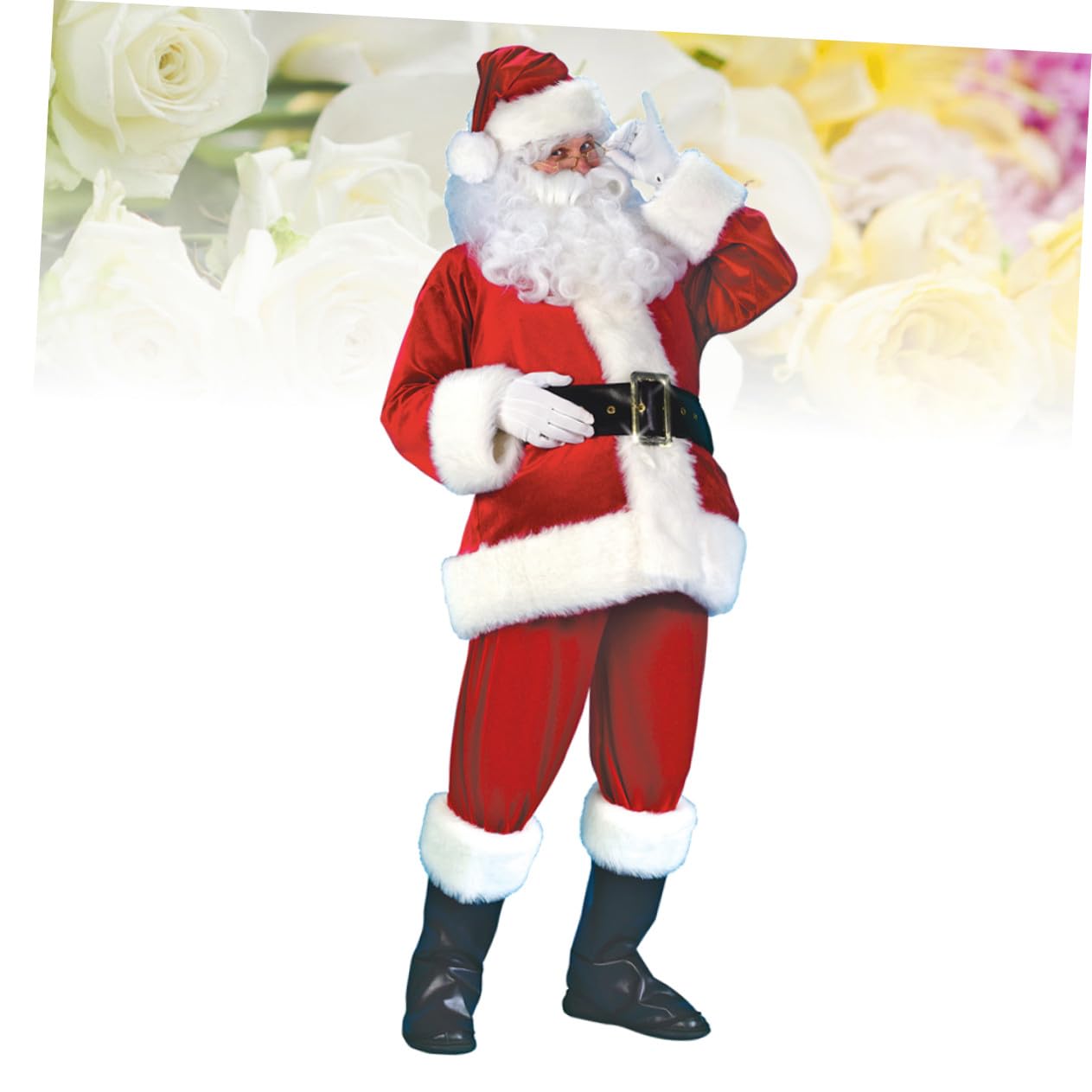 GALPADA Costume De Père Pour Adultes Costume De Cosplay De Gants De Père En Peluche Tenues De Festival Vêtements De