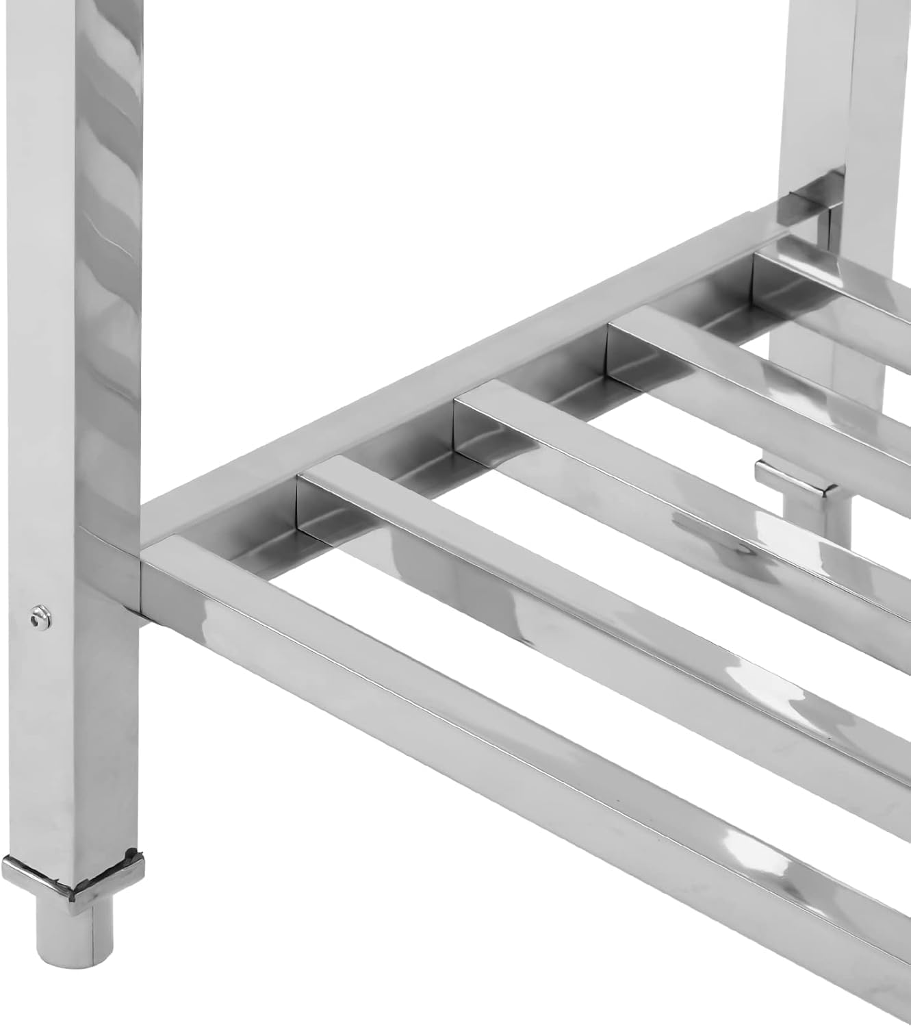 Garvee Mesa De Comedor Plegable De Acero Inoxidable: Mesa De Preparación Comercial De Dos Niveles, Resistente, con Estante Inferior Ajustable, Ruedas Bloqueables, Capacidad De 400 kg