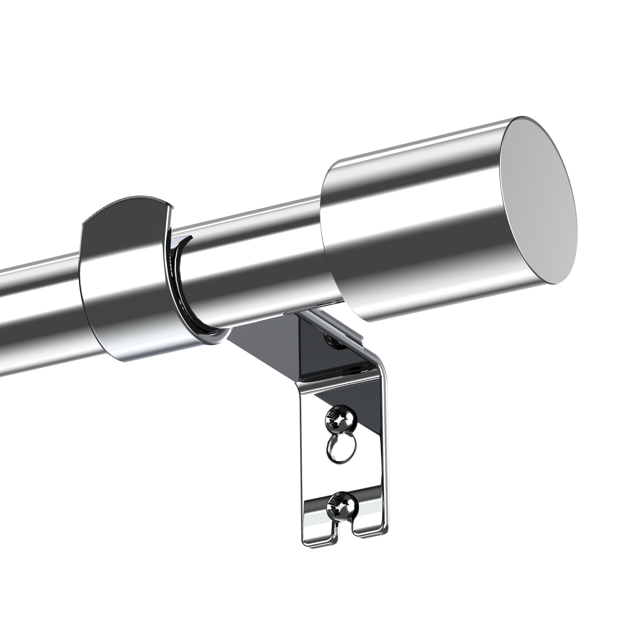 Extendable Curtain Pole by Tiemlet: Silver Metal with Cylindrical Finials, Adjustable 72cm to 315cm for Eyelet Curtains in Bedroom, Kids Room, Living Room, Bathroom
