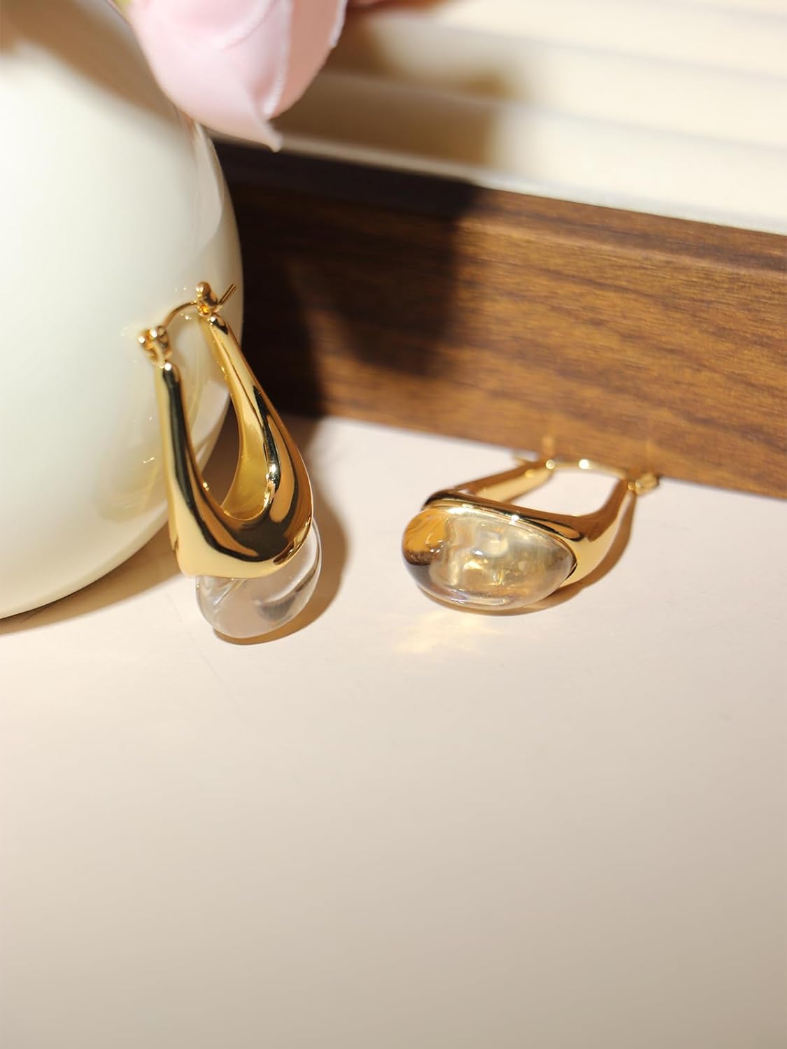 Boho Statement Earrings for Women Gold Dangle Earrings with Colored Resin Gemstone, Unique Baroque Drop Earrings, Handmade Bohemian Fashion Jewelry Gifts - Image 6