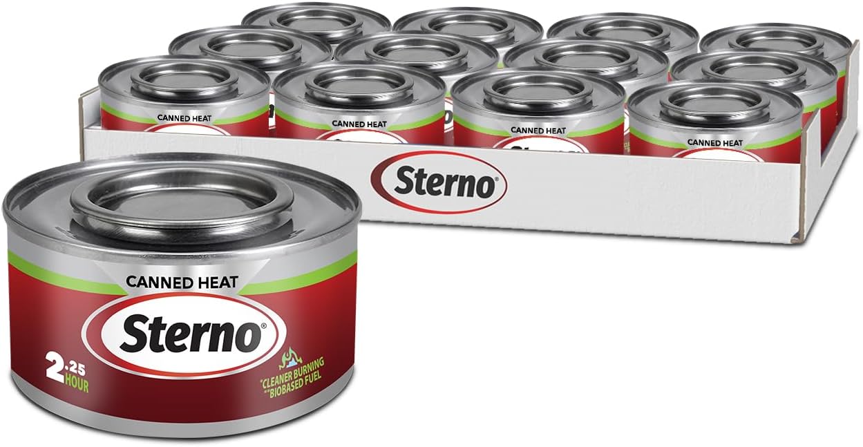 Sterno Green Canned Heat Ethanol Fuel Can - Ethanol Gel Cans with 2.25-Hour B...