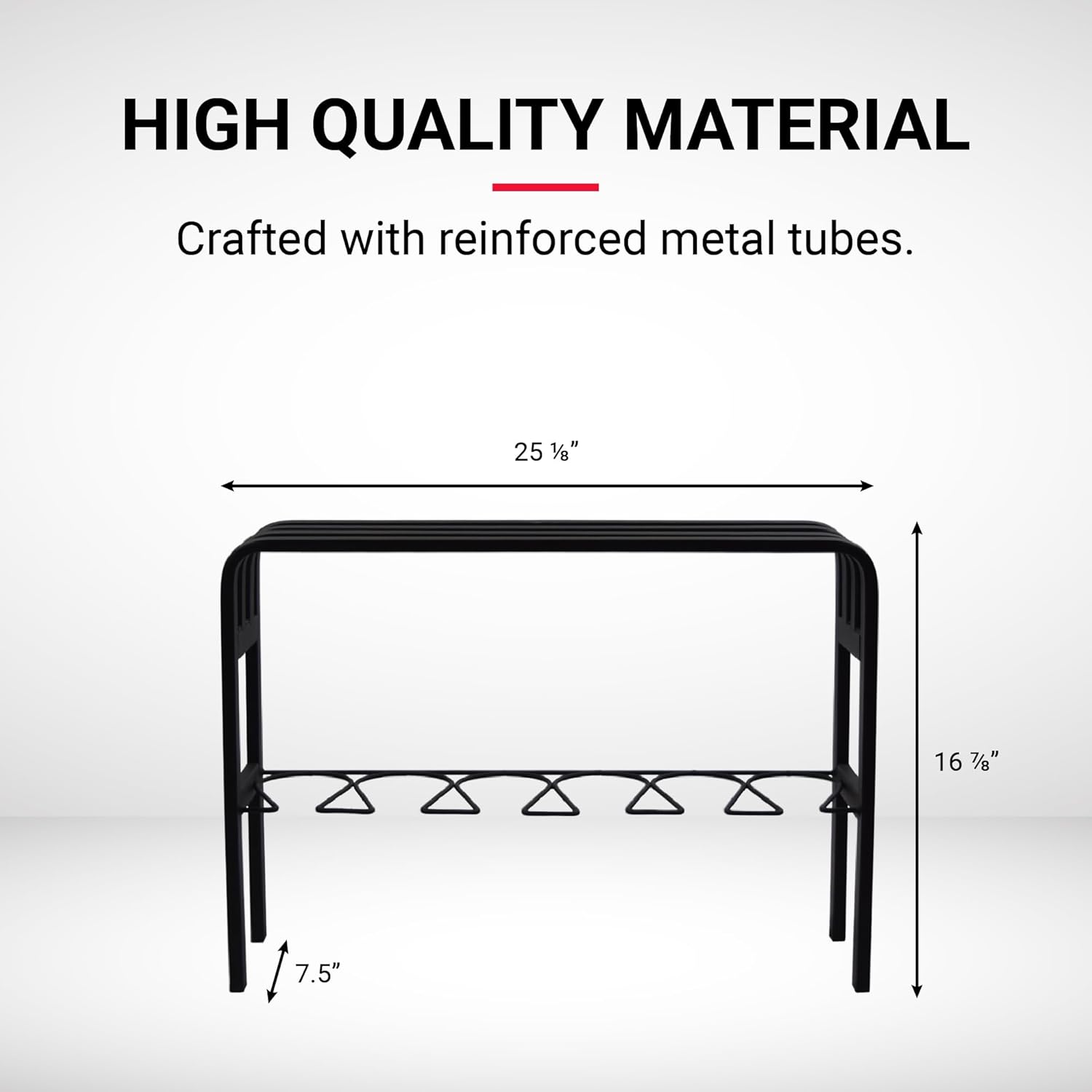 Proman Products - Horizontal Steel Shoe Bench, Shoe Organizer for Entryway, Shoe Storage Bench (Black)