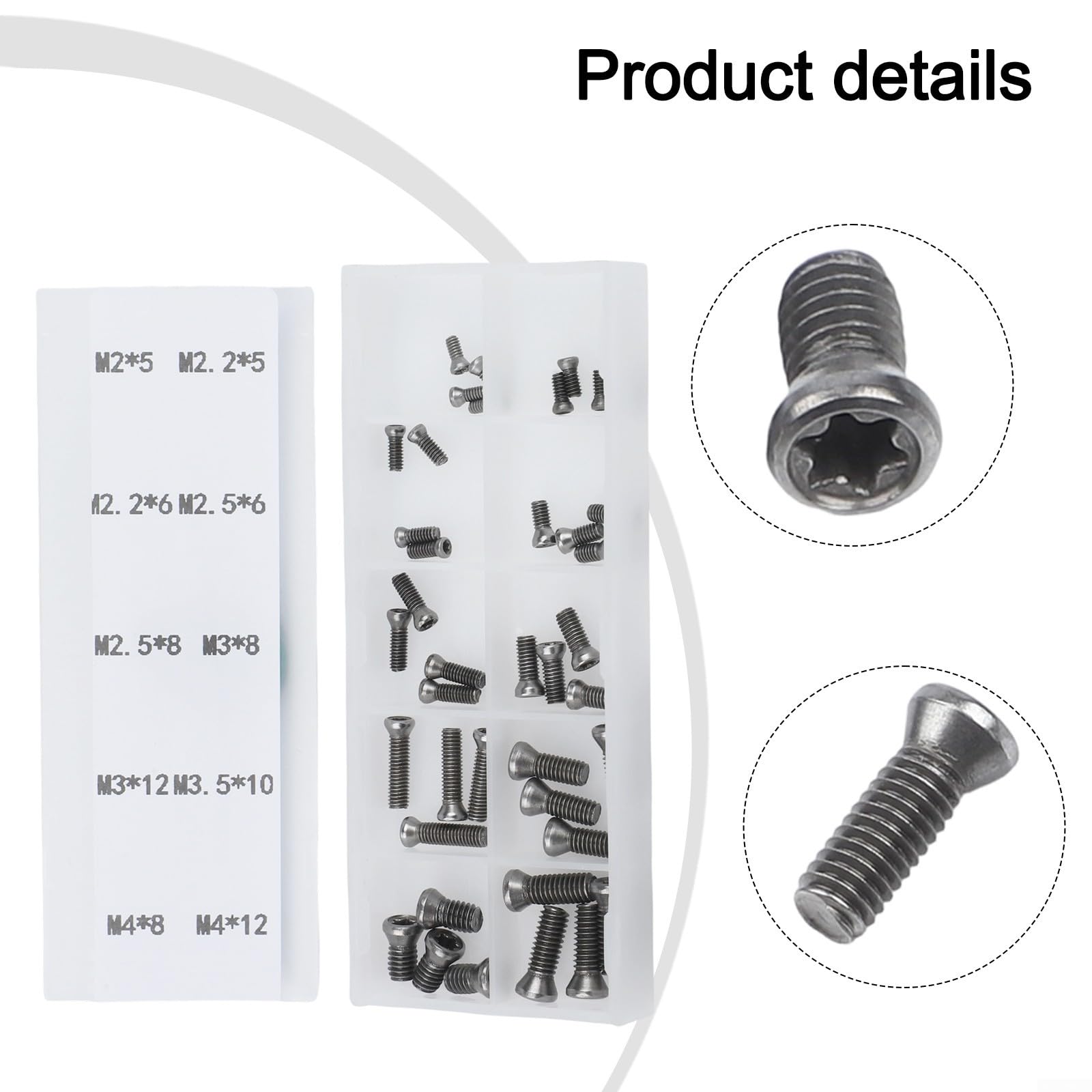 Set di 50 viti portautensili per tornio CNC M2 M2,2 M2,5 4 mm per inserti in metallo duro nero
