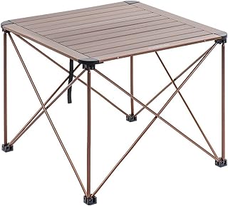 Mesa de picnic plegable de aleación de aluminio para acampar al aire libre, portátil y ligera, color marrón