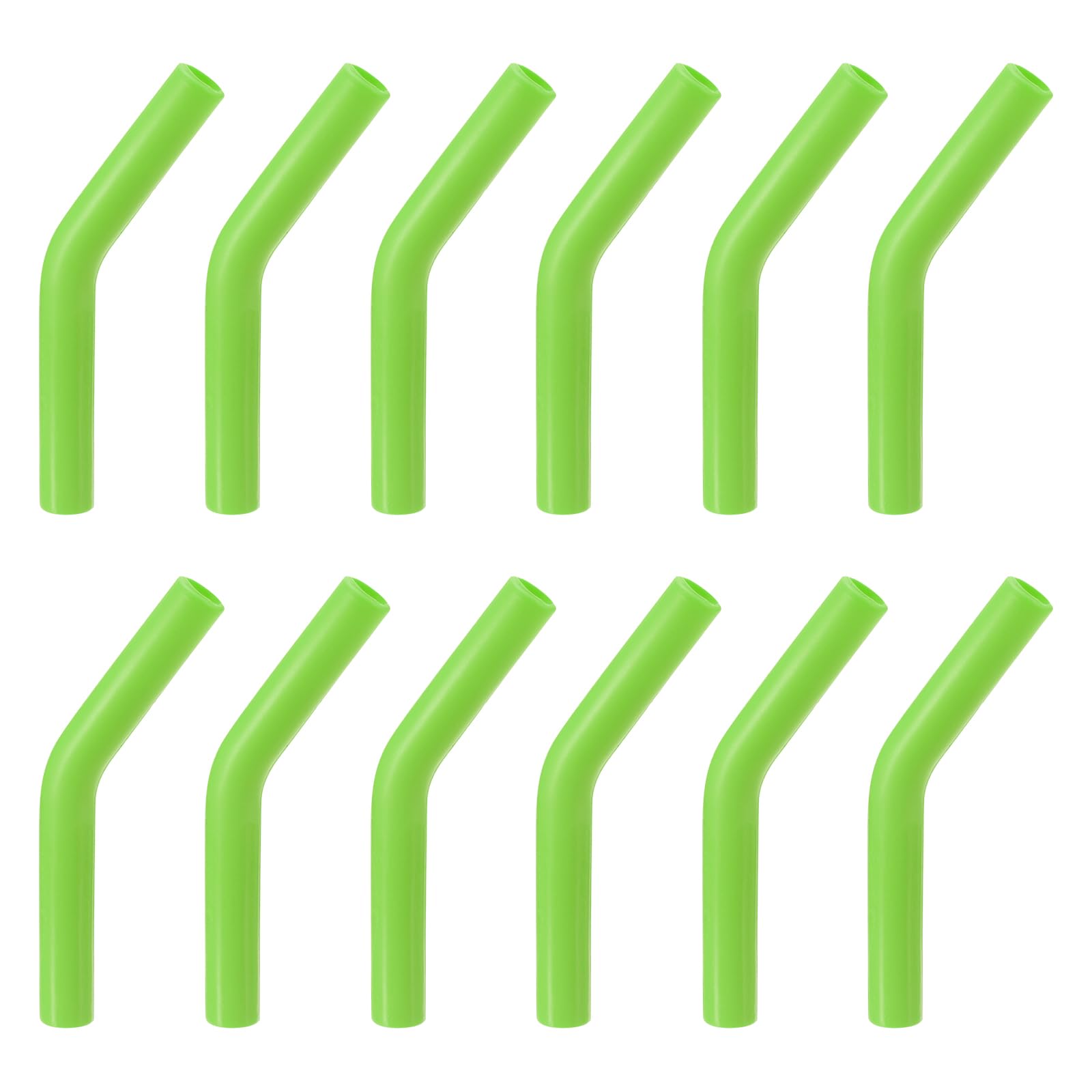 sourcing map 12pcs Silicone Straw Tips, Silicone Straw Elbows Tip, Soft Reusable Metal Straw Covers Fit for 8mm/0.31" OD Stainless Steel Straws, Green