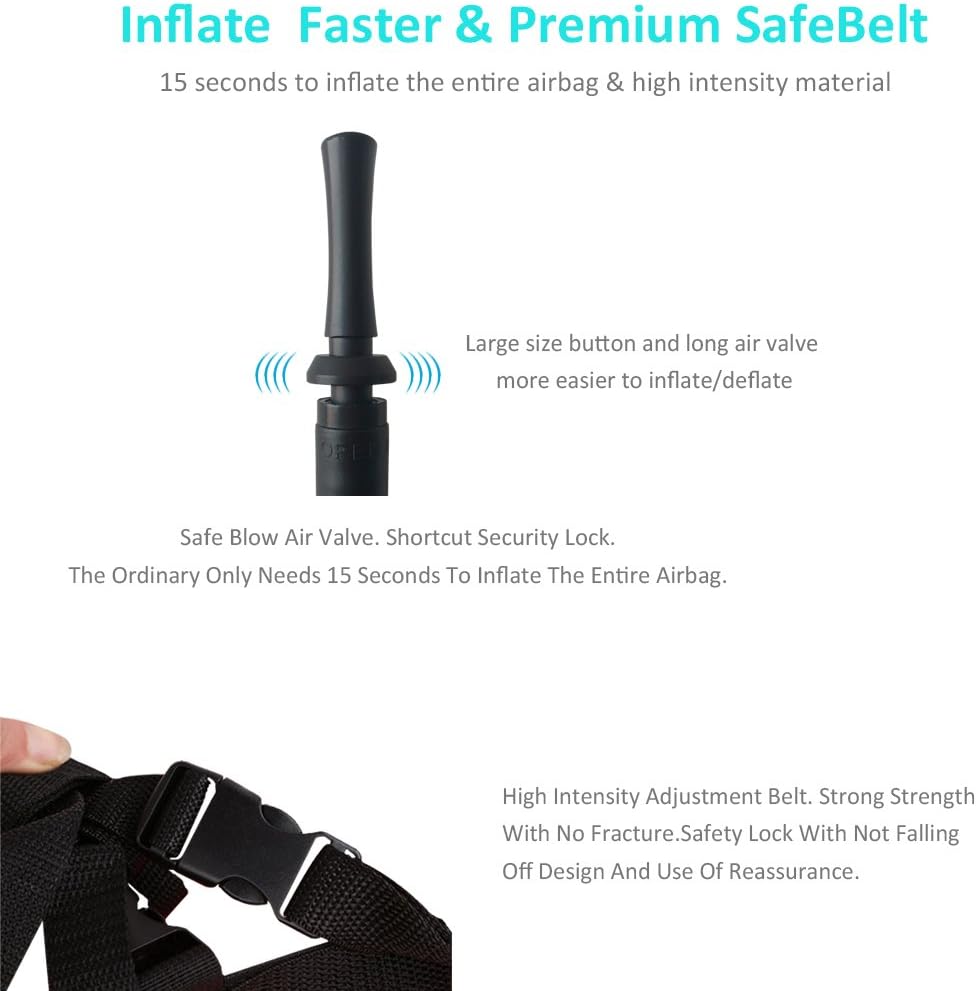 Inflatable Snorkel Vest Adult Snorkeling Jackets Free Diving Swimming Safety Load Up to 220 Ibs