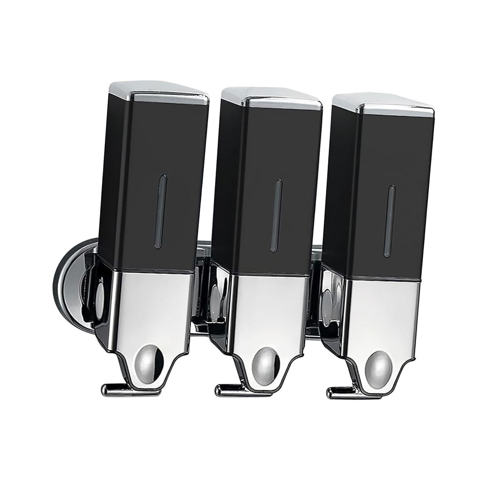 Dispensador de Jabón Pared Baño con Bomba Manual Resistente Recipiente Recargable 1500ml Diseño Compacto Y Transparente Adecuado para Hogar Hotel Rest, Negro, Individual