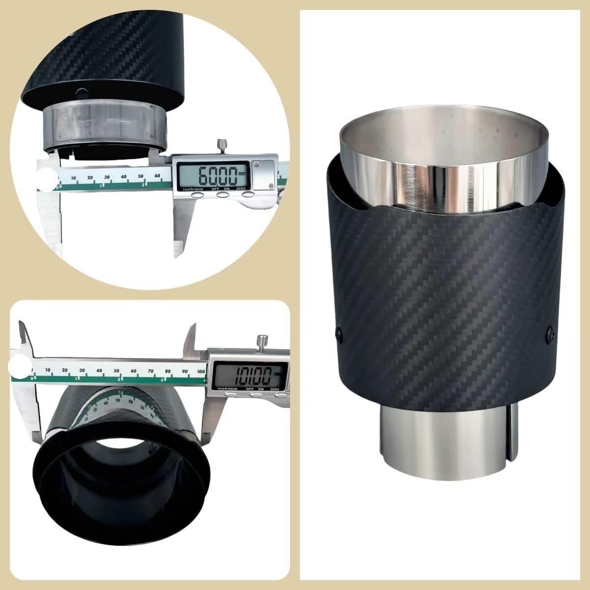 Cola Escape Coche Tubo Punta Para Boquilla De Escape Mate Sarga Única Bruñido Universal Para Coche(60mm-101mm)