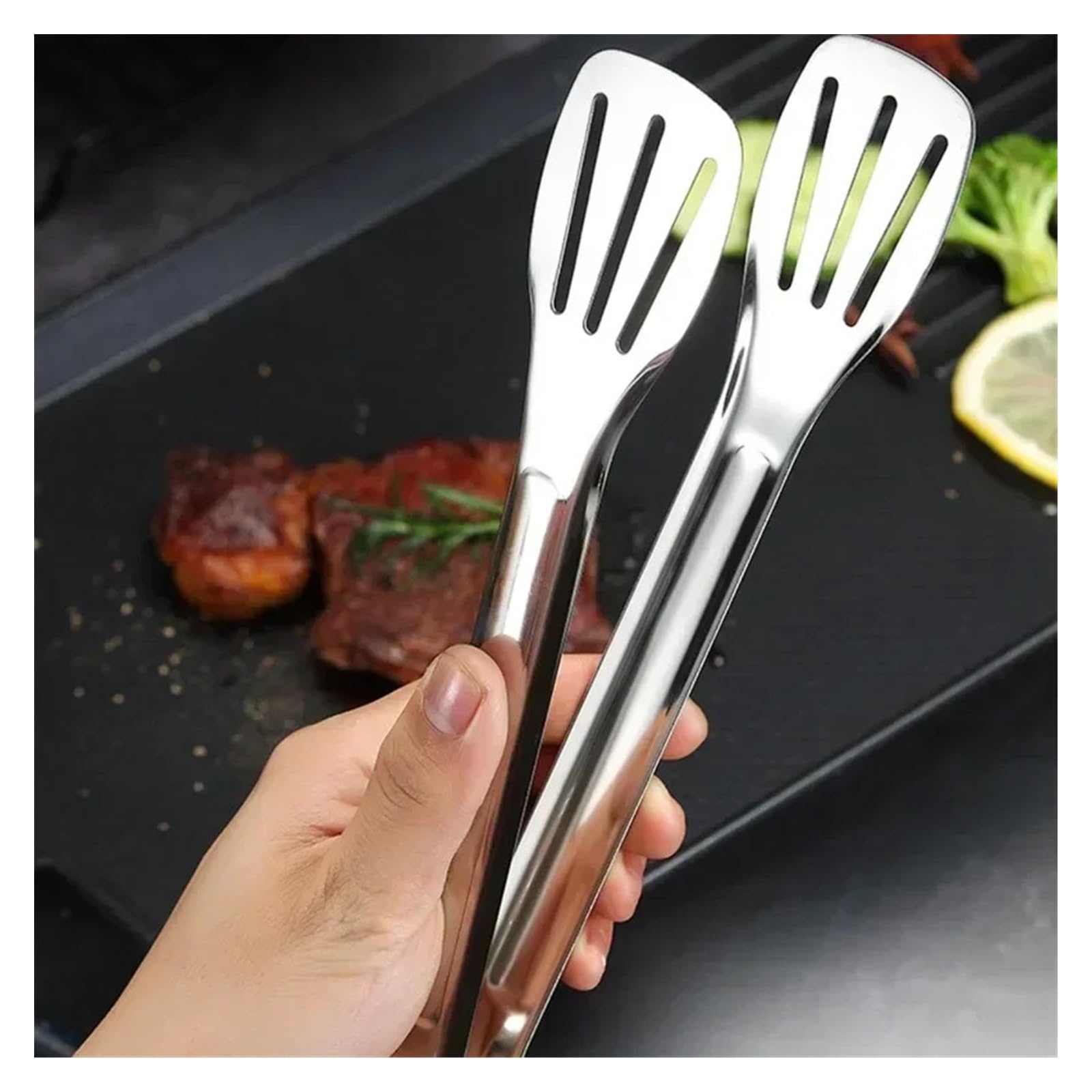 Szczypce do grilla, Szczypce do żywności ze stali nierdzewnej 304 BBQ Antypoślizgowe klipsy do steków do grilla Smażenie ryb Grillowanie Klipsy do chleba Szczypce do gotowania Gadżety kuchenne Akcesor