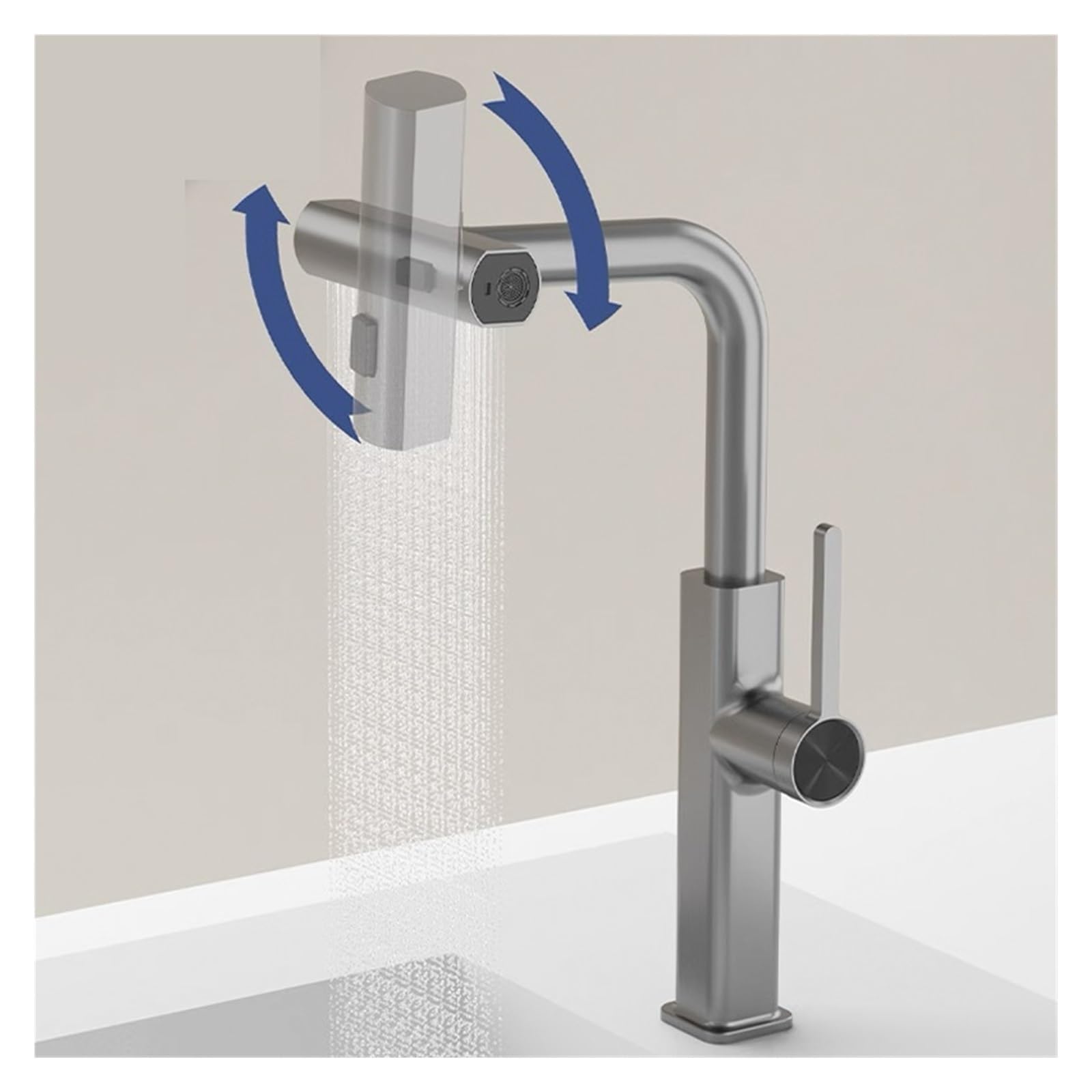 Bateria kuchenna Elastyczna wyciągana dysza Bateria zlewozmywakowa do zlewu kuchennego Strumień wody(Grey Faucet)