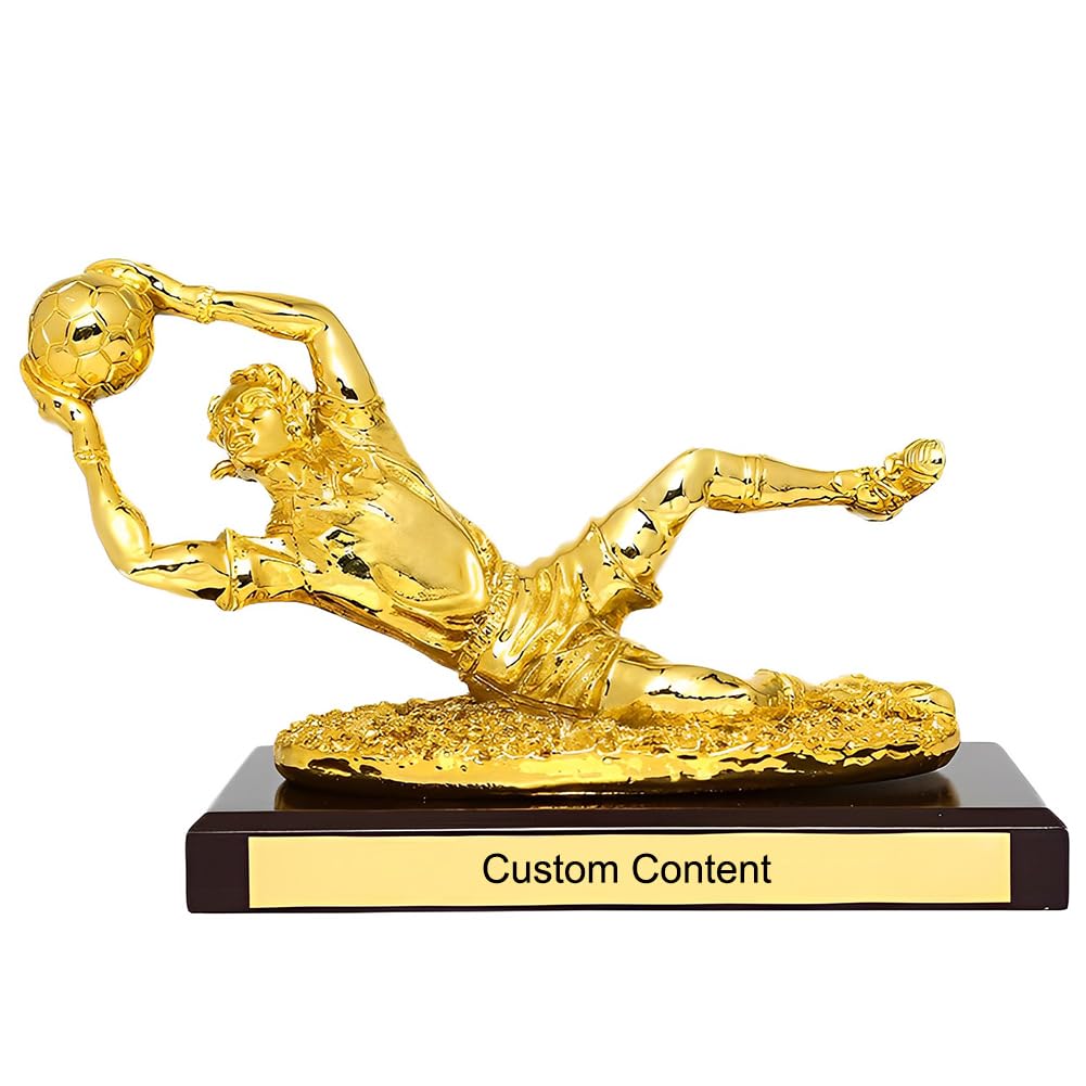 Złote Trofeum Bramkarza Piłkarskiego, Figurka Obrony Goalie z Żywicy, Trofeum Soccer dla Chłopców Nastolatków, Prezent Fana, Dekoracja