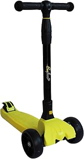 Bee Free 3 Wheel Kick Scooter for Toddlers and Kids, Adjustable Handlebars, Light Up LED Wheels, Foldable, Rear Foot Brake, Wide Stable Deck, Boys and Girls Ages 2-5, Up to 100 LBS, Yellow