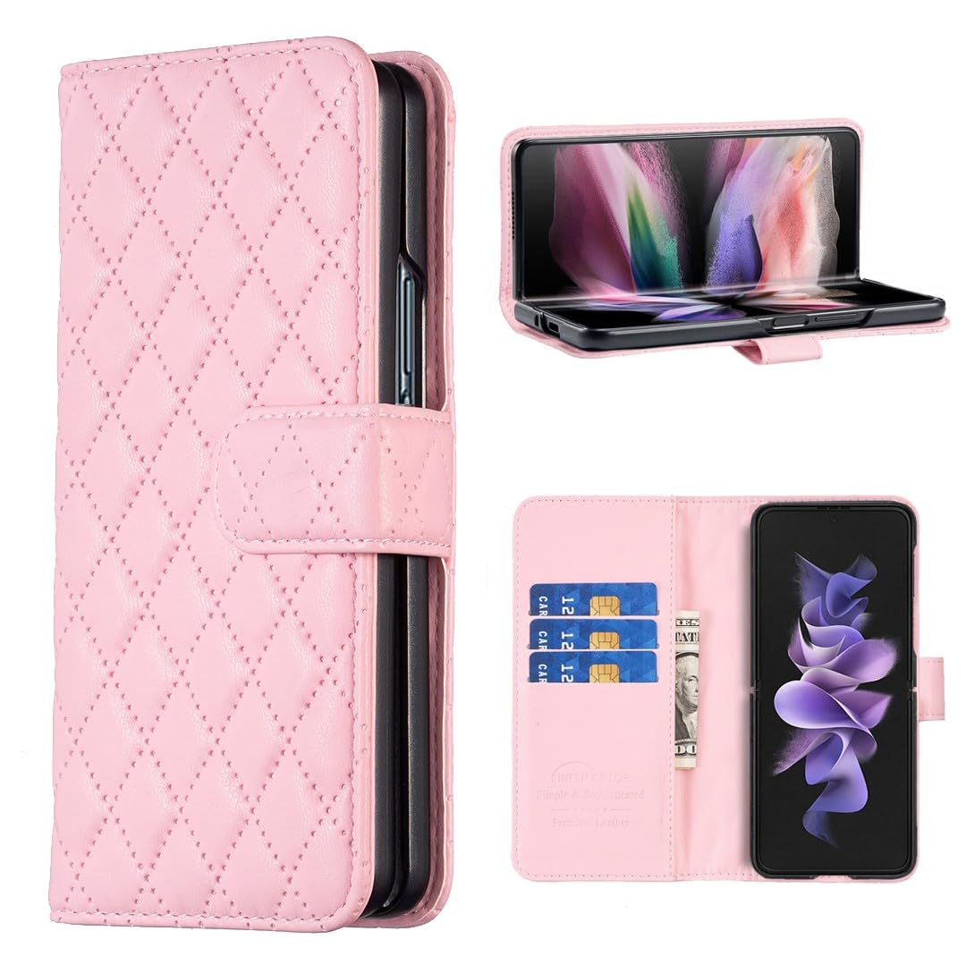 Housse Samsung Galaxy Z Fold 5 en cuir rose de qualité - 7