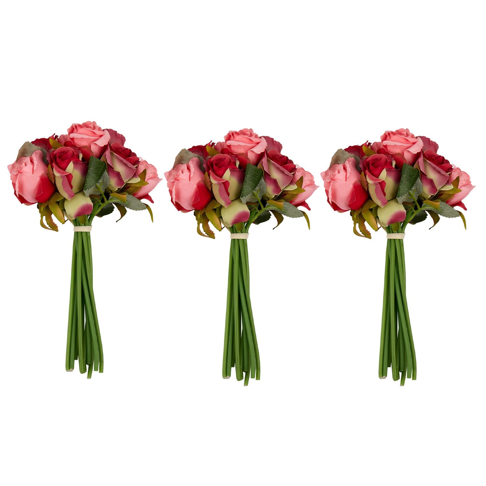 Hndhbfgrt 36Pcs Artificial Rose Flowers Wedding Bouquet Thai Royal Rose Silk Flowers Home Decoration Wedding Party Decor（Rose Red）