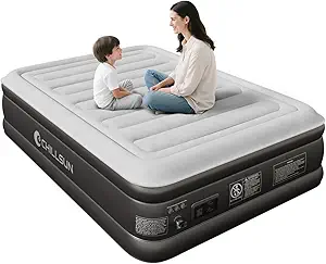 CHILLSUN 2025 Upgraded Air Mattress Full with Built in Pump, 18" Raised Comfort Blow up Mattress, Inflatable Mattress Colchon Inflable, Flocked Top Air Bed with Storage Bag for Home Camping & Guests