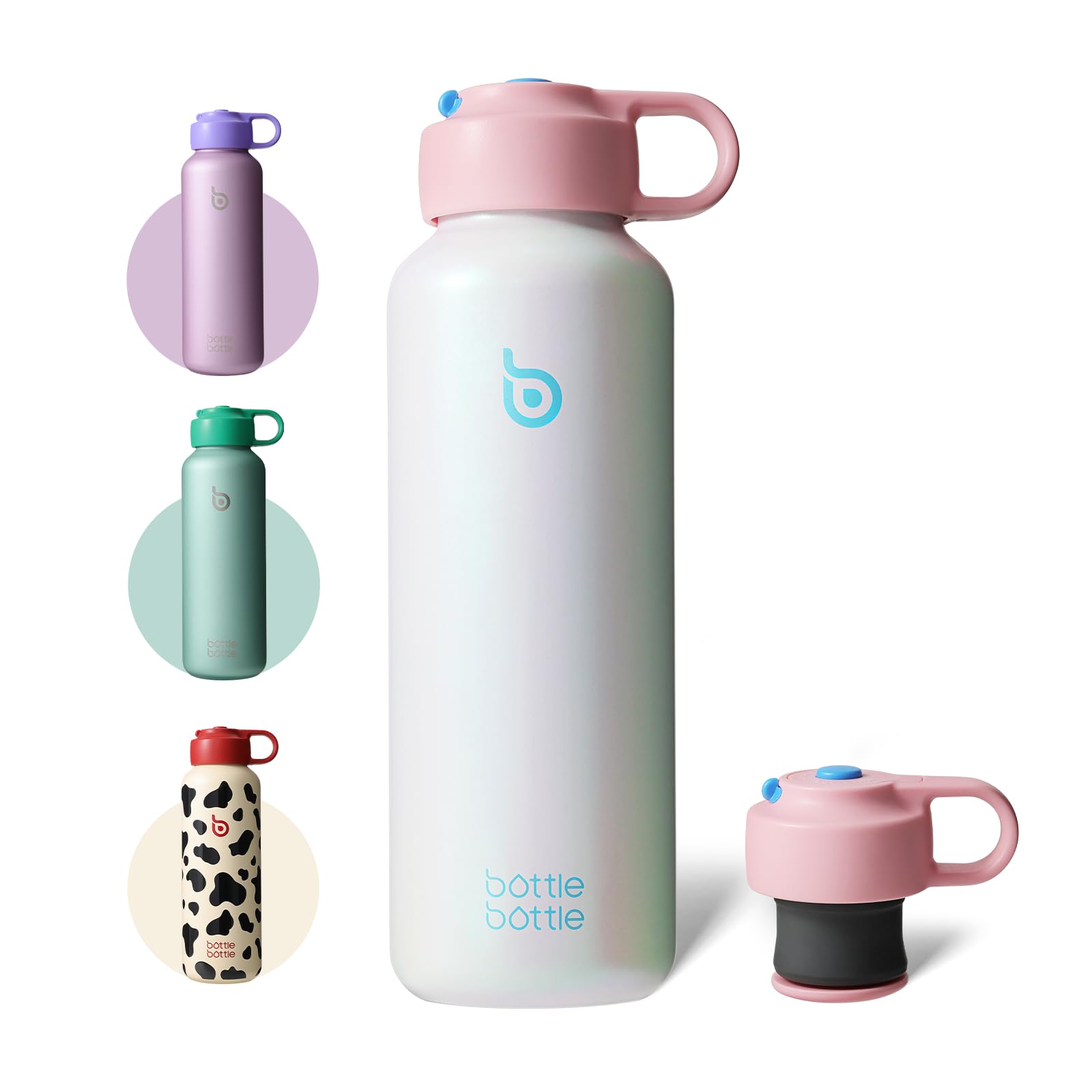 BOTTLE BOTTLE Wasserflasche für kohlensäurehaltige Getränke, 590 ml, isolierte Flaschen für kohlensäurehaltige Getränke, halten Kohlensäure länger auslaufsicher, für Sport, Reisen, Schule (Perlweiß)