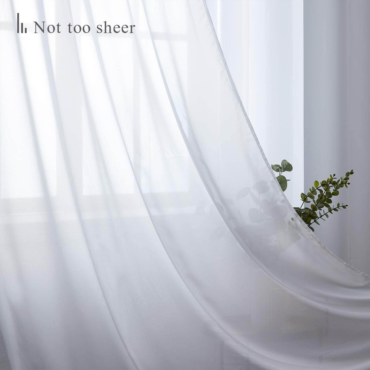 Topfinel Chiffon White Sheer Curtains 84 Inch Length 2 Panels Set for Bedroom Living Room Soft Solid Grommet Window Curtains