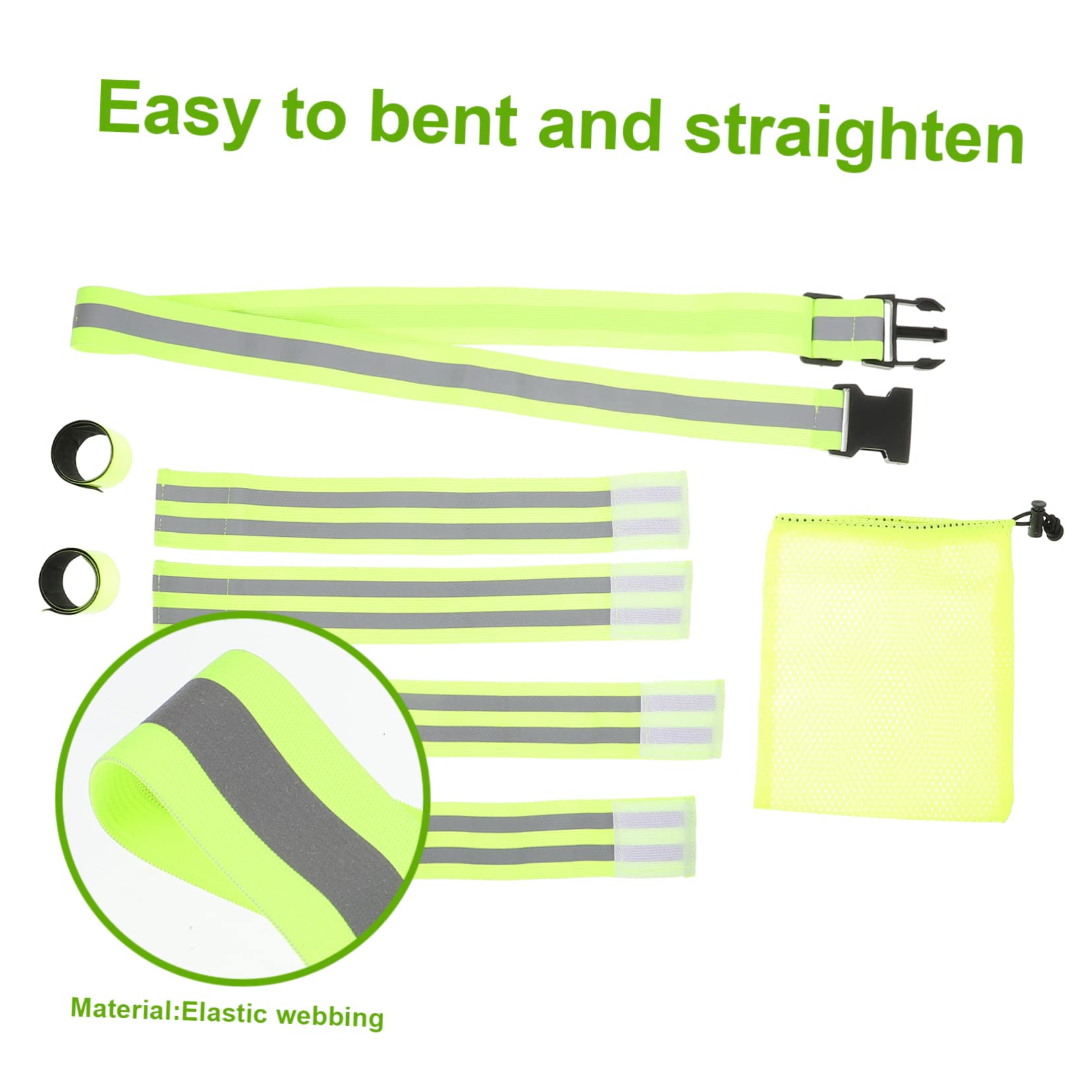 Toyvian Cinturino per Il Corpo Fascia da Corsa Cintura Bande da Polso equipaggiamento Riflettente Cinture da Corsa Pellicola Riflettente ad Alta luminosità Green
