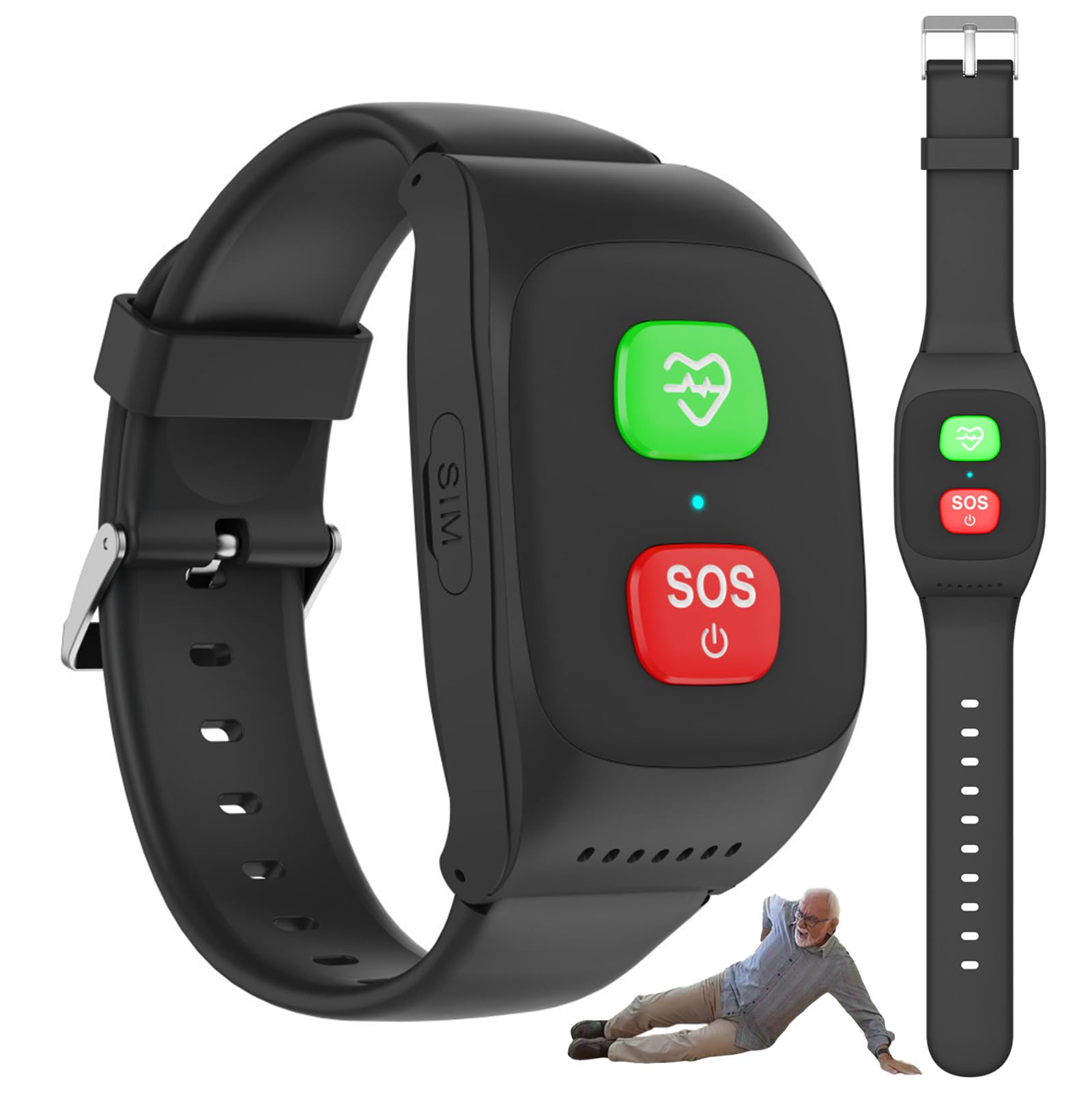 Reloj con Localización GPS Y Botón De Emergencia Sos | Detección De Caídas, Geovalla, Resistencia Al Agua Y Llamadas De Voz 4g Para Personas Mayores,Compatible Con Tarjeta Sim
