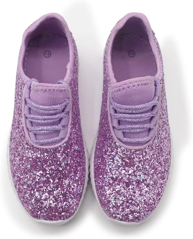 K KIP WOK Girls Glitter Sneakers Sparkle Slip On Walking Shoes for Kids/Children Breathable Running Sneakers