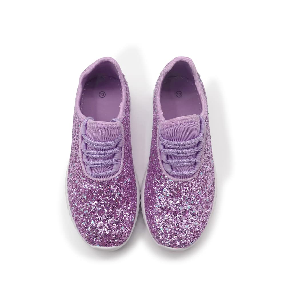 K KIP WOK Girls Glitter Sneakers Sparkle Slip On Walking Shoes for Kids/Children Breathable Running Sneakers