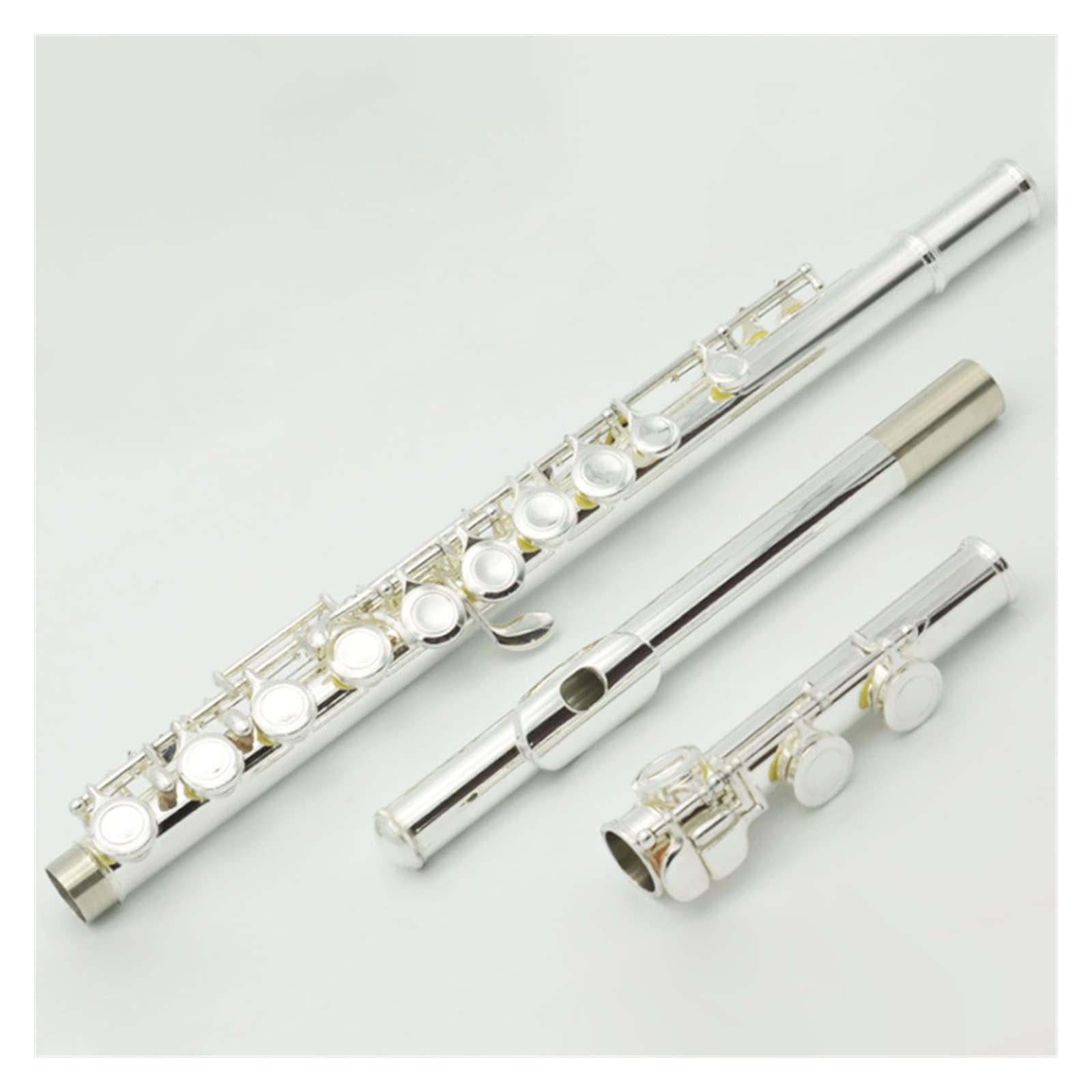 TSTS Flauto traverso Flauto Placcato Argento A 16 Fori Chiusi con Chiave Mi Flauto in Do Flauto Placcato Argento per Principianti