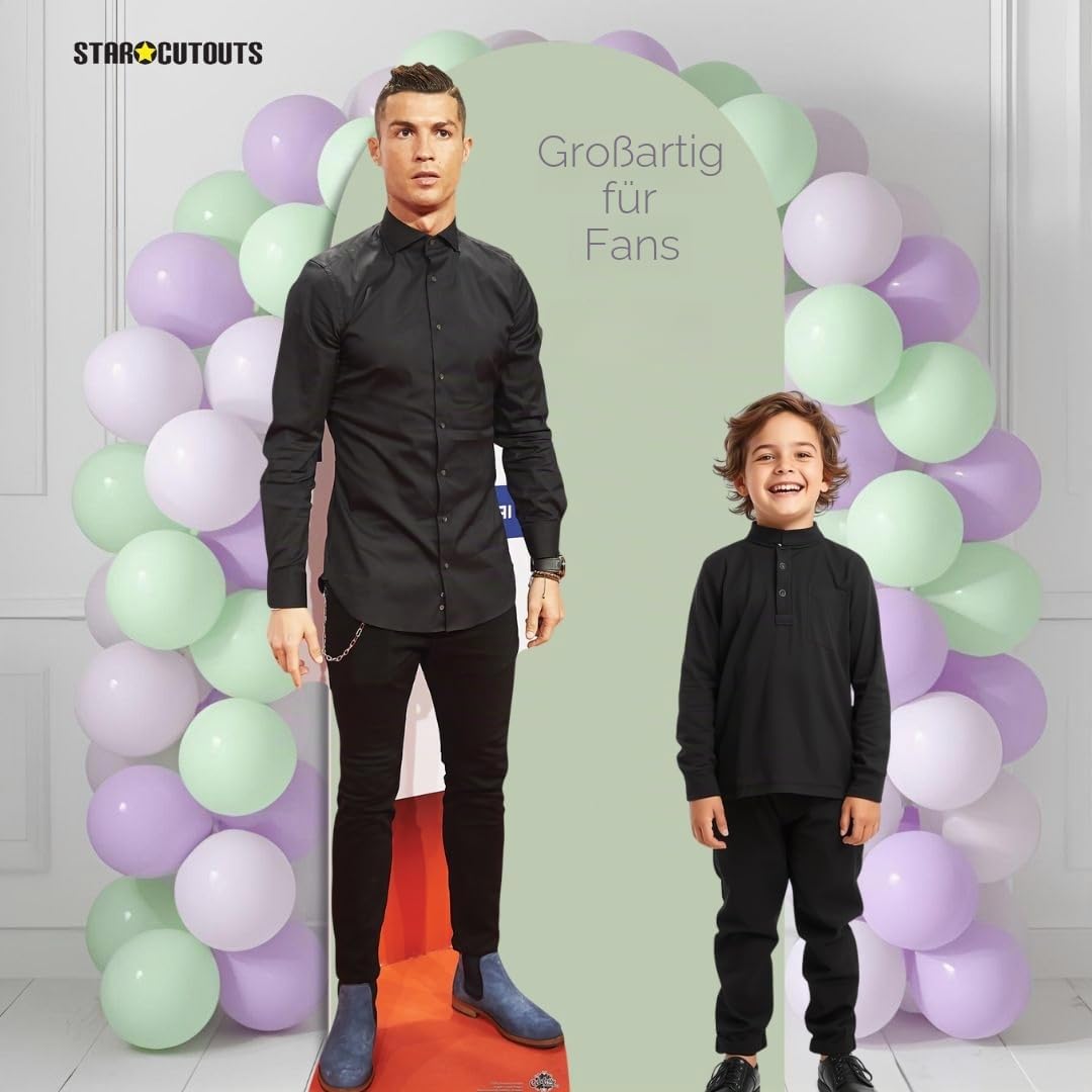 Star Cutouts Pappfigur Cristiano Ronaldo in Lebensgröße, Mehrfarbig